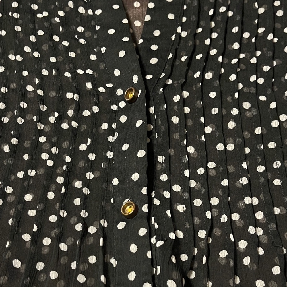 Charter Club Black Blouse with White Dots - Picture 3 of 5